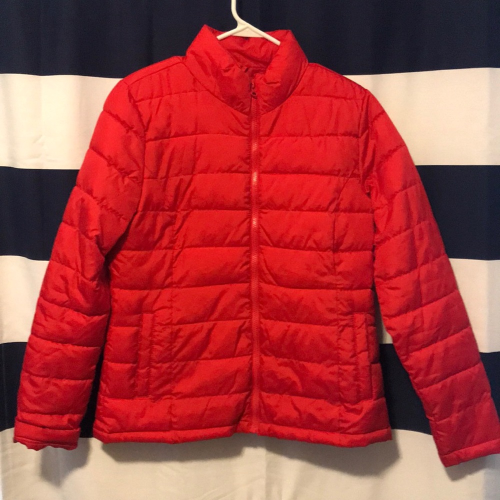 Red Old Navy Puffer Coat
